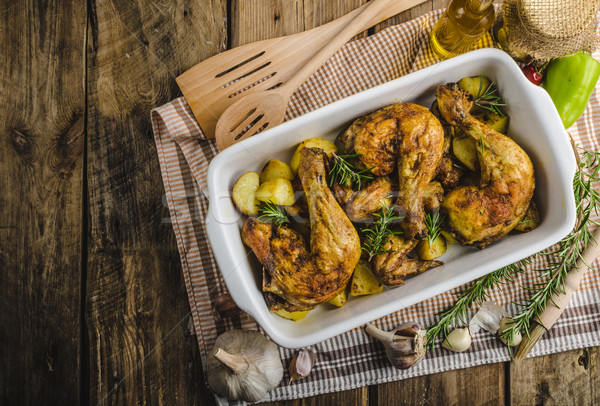 Festive slowly roasted chicken Stock photo © Peteer