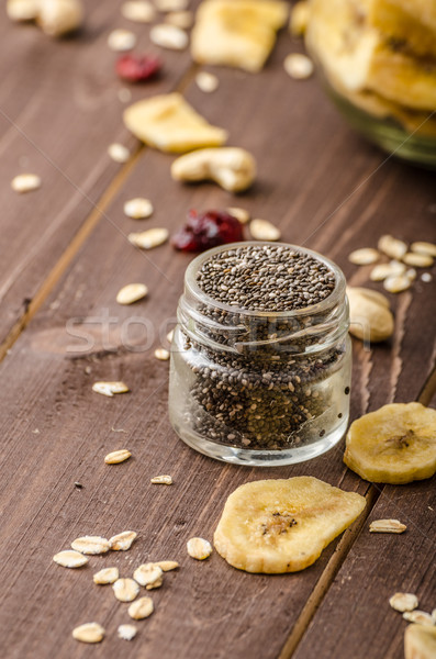 Homemade yogurt with granola, dried fruit and nuts bio Stock photo © Peteer
