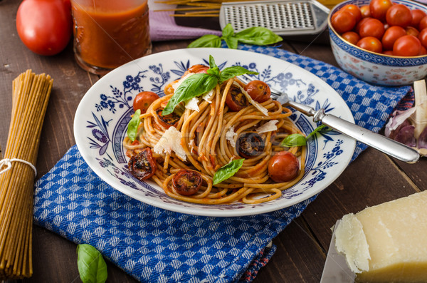 Wholemeal pasta with roasted tomato Stock photo © Peteer