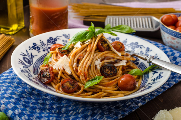 Wholemeal pasta with roasted tomato Stock photo © Peteer