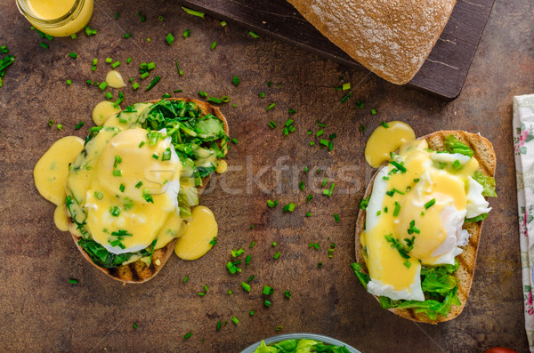 Egg benedict with spinach Stock photo © Peteer