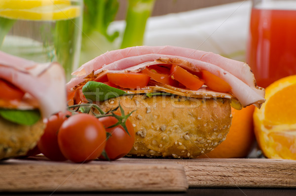 Wholemeal roll with prague ham Stock photo © Peteer