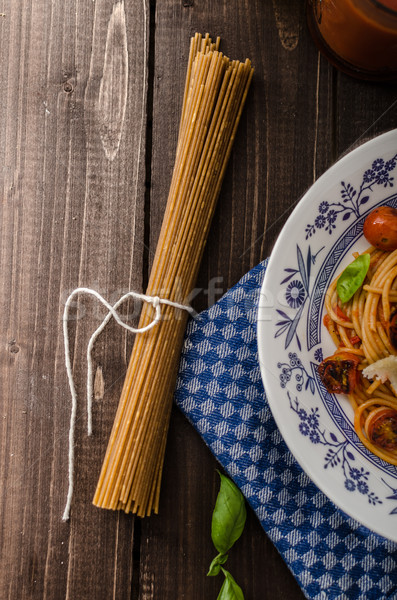 Wholemeal pasta with roasted tomato Stock photo © Peteer