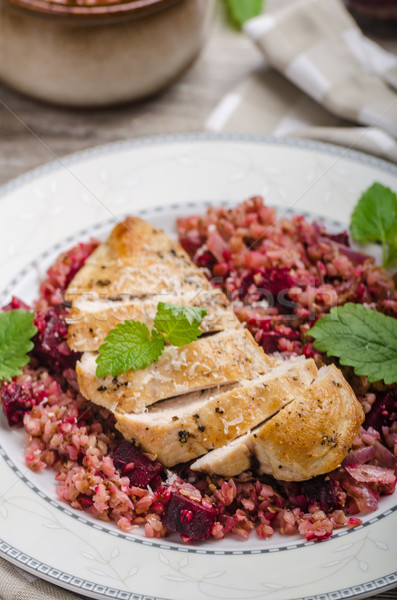 Chicken steak with buckwheat porridge Stock photo © Peteer