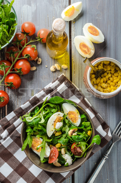 Lamb lettuce salad with eggs Stock photo © Peteer