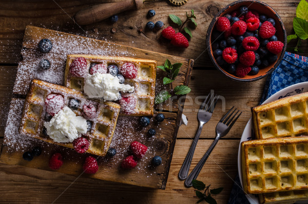 Waffles with berries Stock photo © Peteer