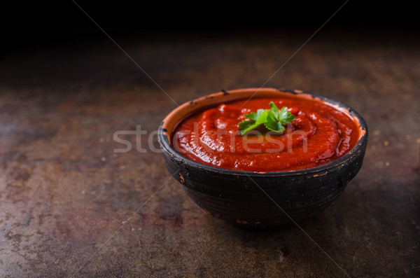 Hot sauce Chili Paprika Tomaten Petersilie top Stock foto © Peteer