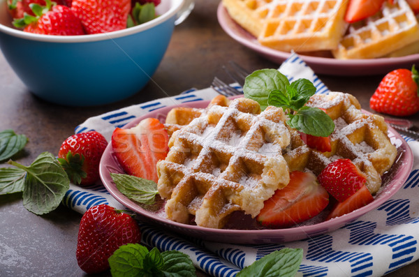 Waffles with berries, strawberries Stock photo © Peteer