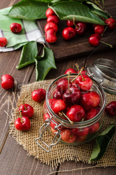Stock photo: Freshly picked cherries