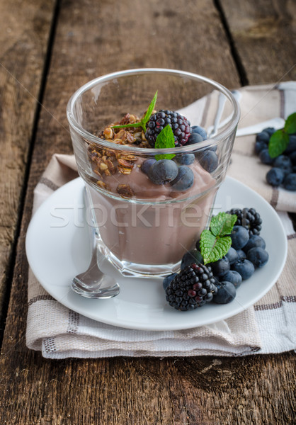 Chocolate pudding with berries Stock photo © Peteer