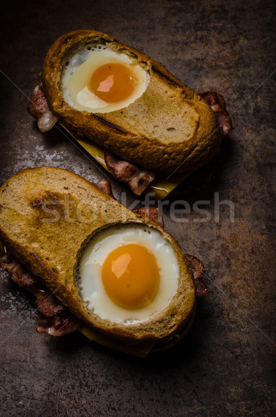 Stock fotó: Pirított · sajt · kenyér · tojás · bent · cheddar