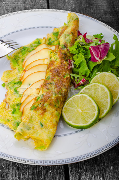 Vegetarian scallion omelette Stock photo © Peteer