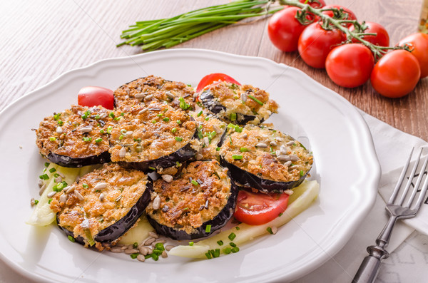 Fried zucchini bread wrapped in herb crust Stock photo © Peteer