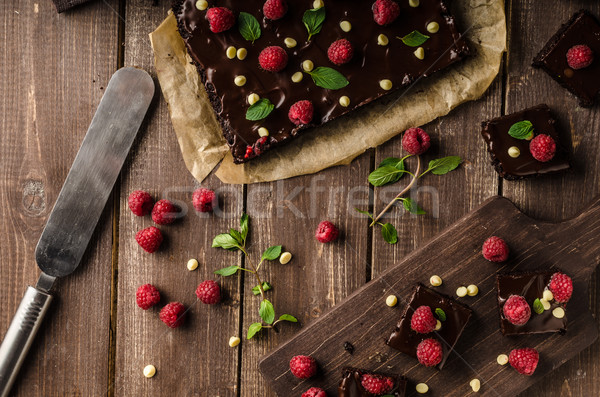Chocolate menta frambuesa blanco café torta Foto stock © Peteer