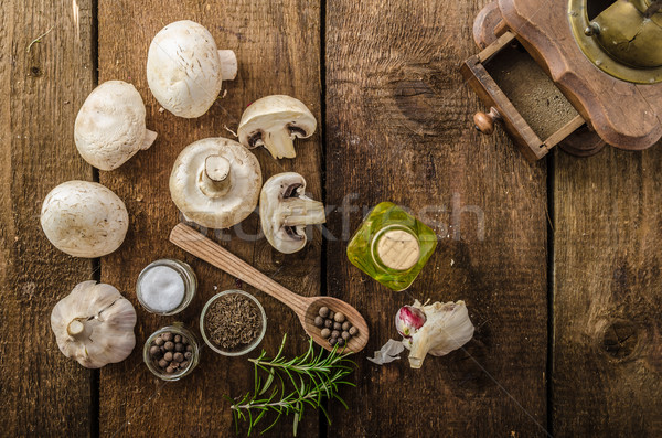 Zdjęcia stock: Bio · czosnku · przyprawy · grzyby · domu