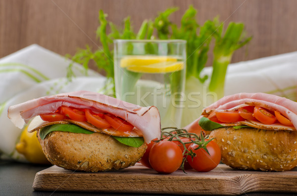Wholemeal roll with prague ham Stock photo © Peteer