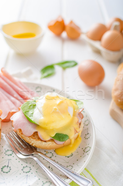 Egg Benedict with ham Stock photo © Peteer