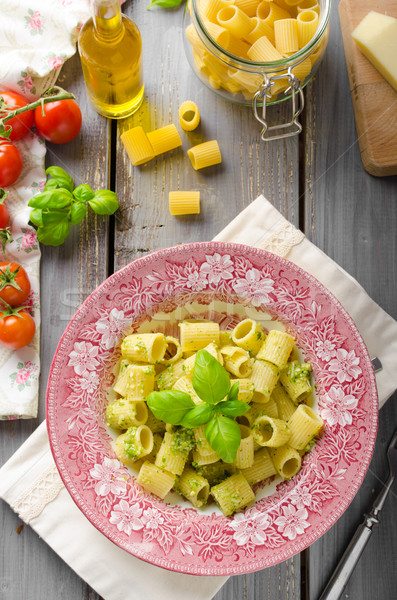 Pesztó finom bazsalikom olívaolaj diók parmezán Stock fotó © Peteer