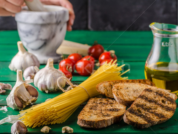 Garlic bread with pesto Stock photo © Peteer