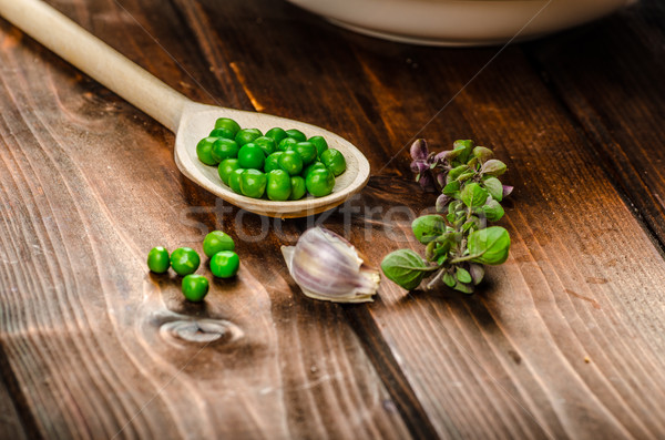 Soup of young peas Stock photo © Peteer