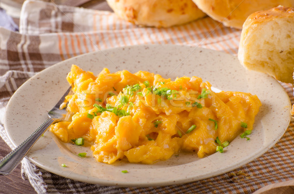 Stock photo: Scrambled eggs with buns