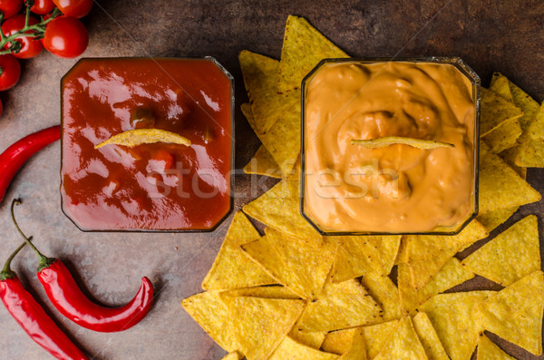 Tortilla chips with two dips Stock photo © Peteer