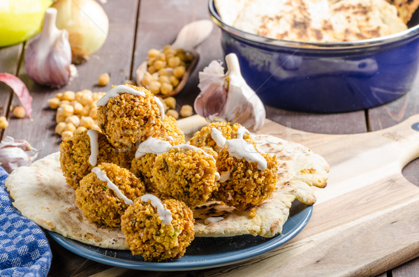 Stock photo: Falafel fried on naan bread