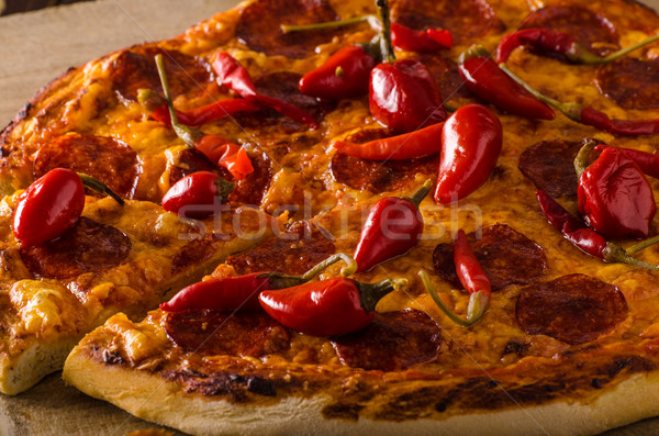 Pizza salami pepper Stock photo © Peteer