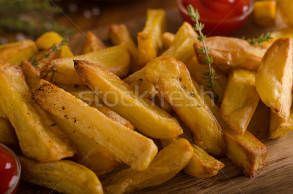 Homemade french fries with organic ketchup Stock photo © Peteer