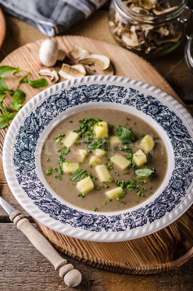 Potato mushrooms garlic soup Stock photo © Peteer