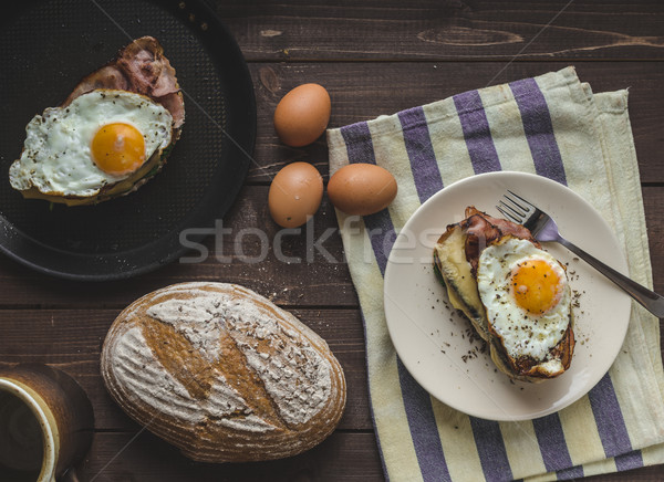 французский завтрак ветчиной сыра яйцо Сток-фото © Peteer