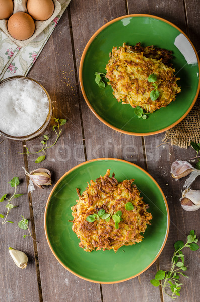 Potato pancakes with garlic and beer Stock photo © Peteer