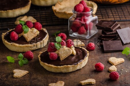 Chocolate tartalets with nuts Stock photo © Peteer