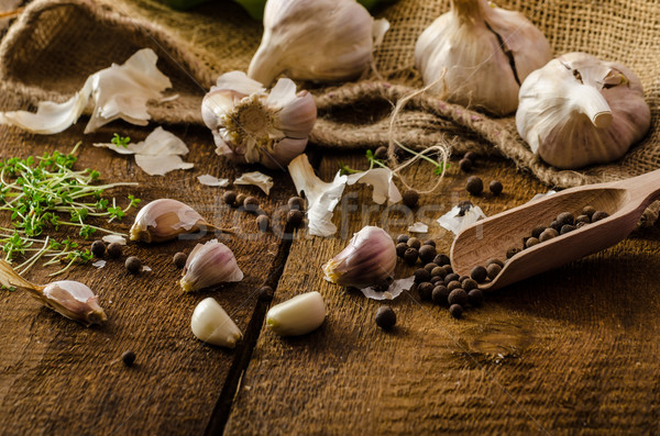 Domestic bio garlic - Czech, spices and fresh microgreens Domestic bio garlic Stock photo © Peteer
