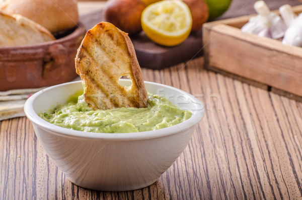 Avocado basil pesto with toast Stock photo © Peteer