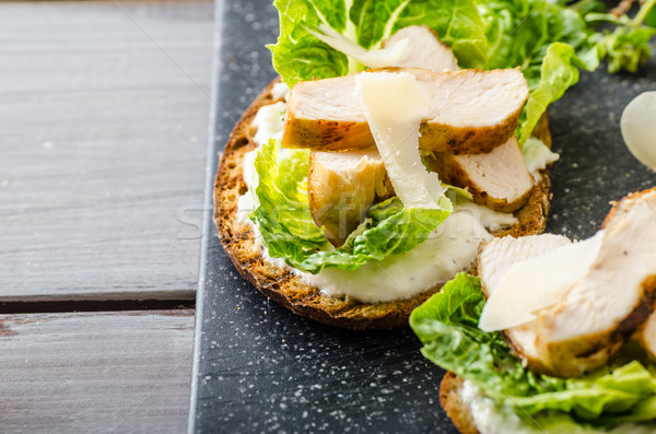 Ceasar salad on panini toast Stock photo © Peteer