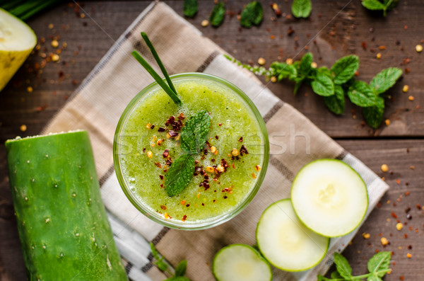 Cucumber smoothie with herbs and chili Stock photo © Peteer