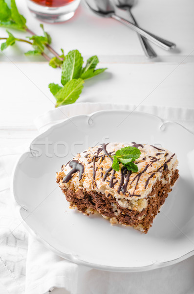 Chocolade cake heerlijk ei noten voedsel Stockfoto © Peteer