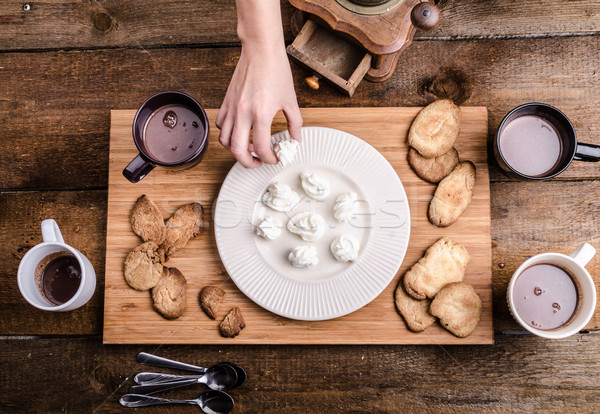 Foto stock: Casero · chocolate · caliente · mantequilla · cookies · crema · mano