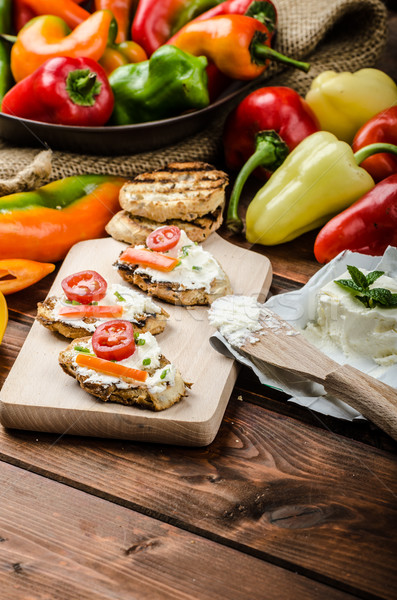 Saine baguette fromages légumes herbes alimentaire [[stock_photo]] © Peteer