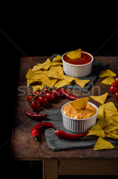 Tortilla chips with two dips Stock photo © Peteer