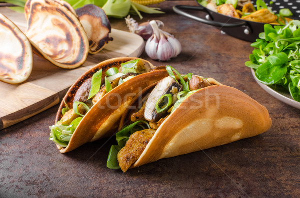 Homemade chicken tacos Stock photo © Peteer