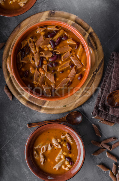 Tészta leves étel fotózás egyszerű fa Stock fotó © Peteer