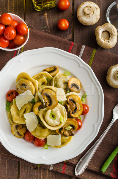 Stock fotó: Tortellini · töltött · keverék · zöldség · tavasz · házi · készítésű