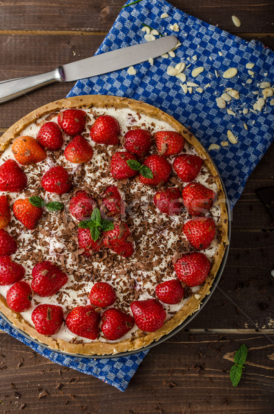 Stok fotoğraf: Yaz · strawberry · cheesecake · doldurulmuş · fındık · çikolata