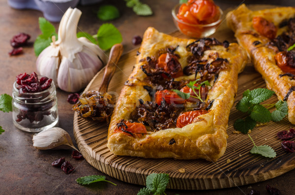 Puff pastry vegetarian pizza Stock photo © Peteer