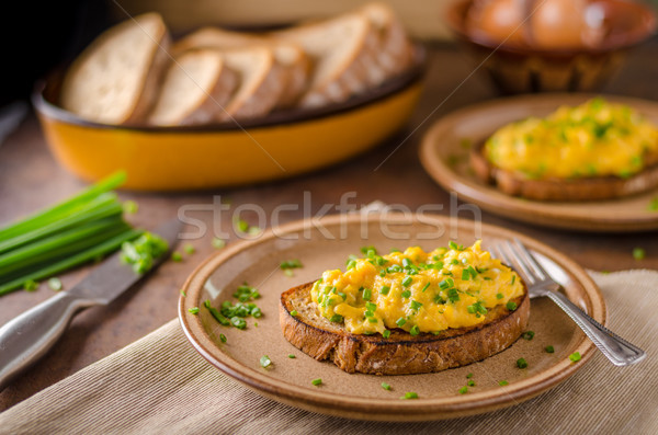 Rührei Kräuter einfache voll Protein Frühstück Stock foto © Peteer