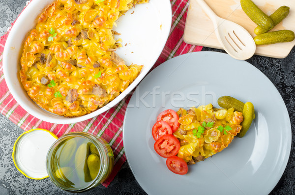 Baked Pasta with pork meat Stock photo © Peteer