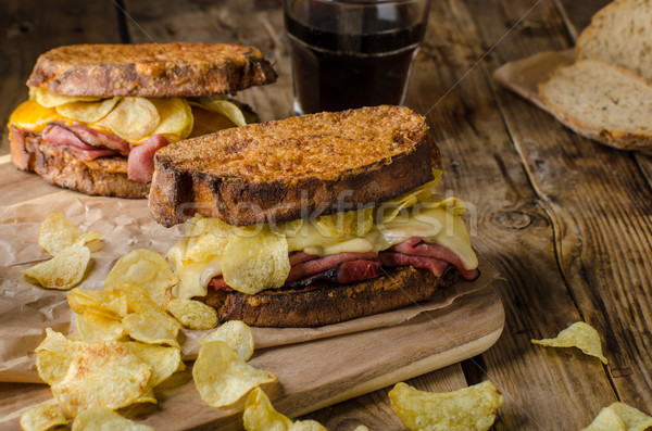 Fransız tost tuzlu stil et cips Stok fotoğraf © Peteer