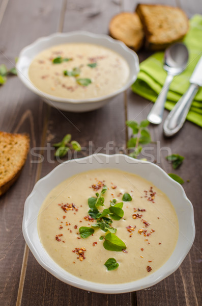 Creamy zucchini soup with chilli and oregano Stock photo © Peteer